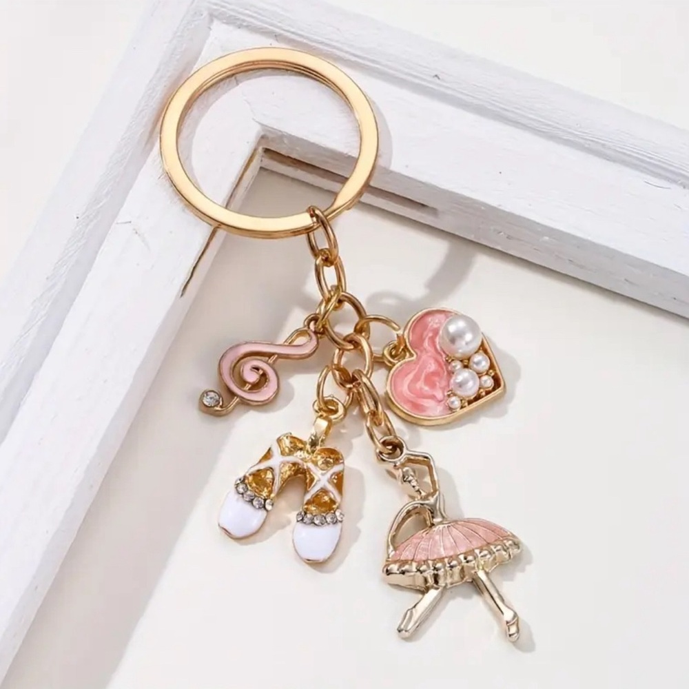 Gold and Pink Ballet Jewelry Charm